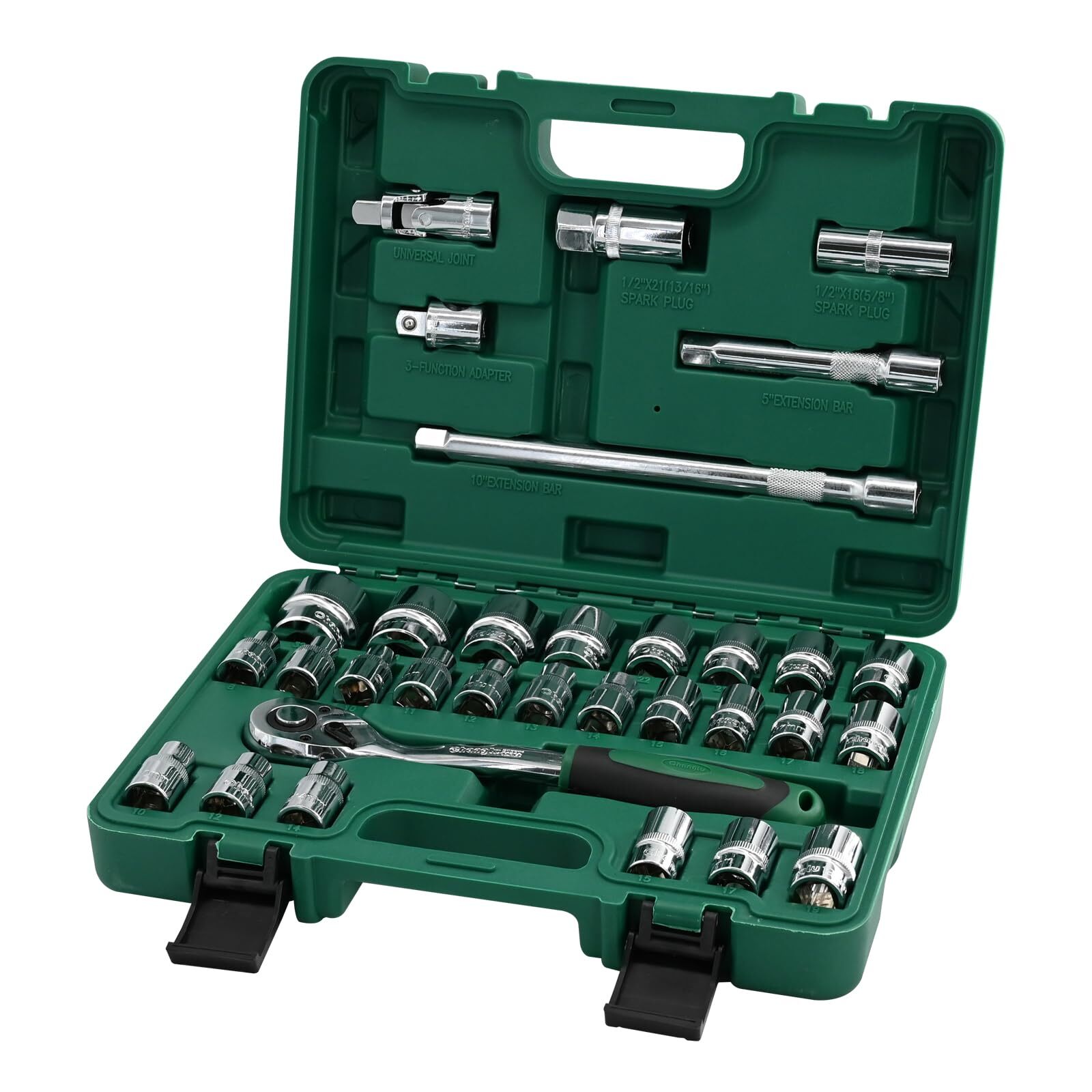 1/2″ Drive Socket Set Metric 8-32mmm Sockets 1/2-Inch Ratchet Extension Bars