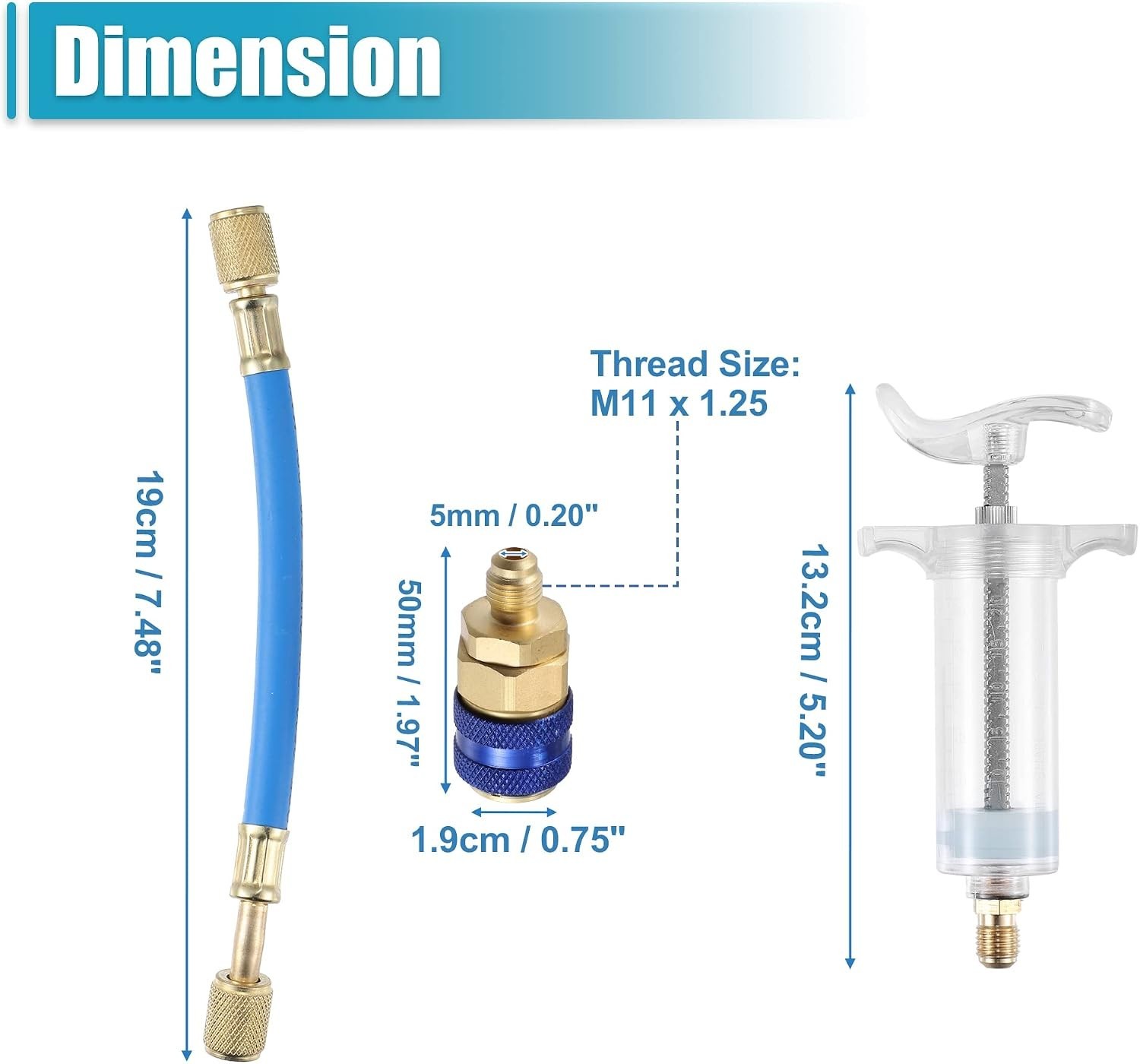 AC Oil & Dye Injector Tool 30ml with 1/4 SAE Connector for Fast Leak Detection