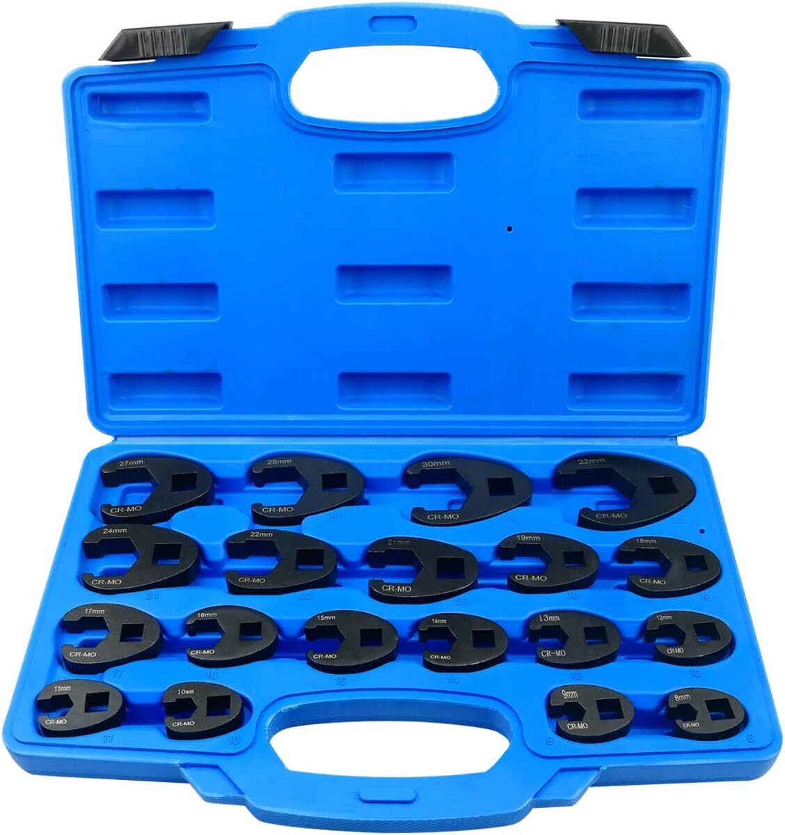 19PCS Flare Nut Crowfoot Wrench Set Metric Crows Foot Wrench Kit 3/8″ 1/2″ Drive