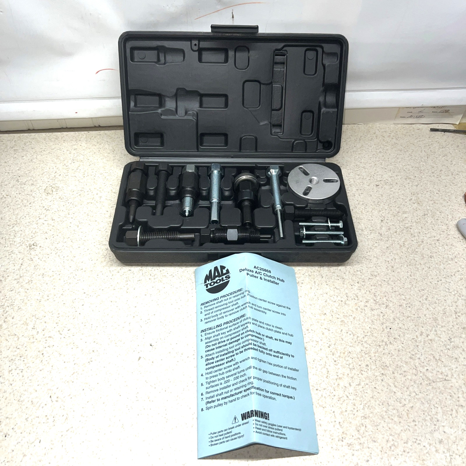 Mac Tools Deluxe A/C Clutch Hub Puller and Installer Kit AC20868