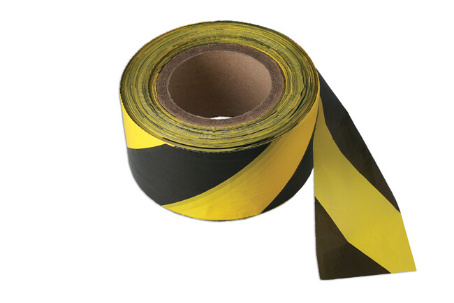 Connect 35364 Black & Yellow Barrier Tape 75mm x 500m Non Adhesive Pack 1