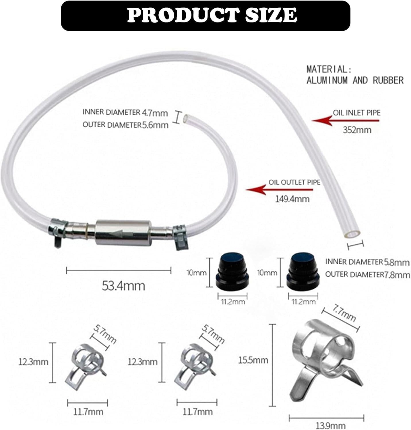 2PCS Brake Bleeder Hose, One Way Check Valve Tube Bleeding Tool Kit Silver US