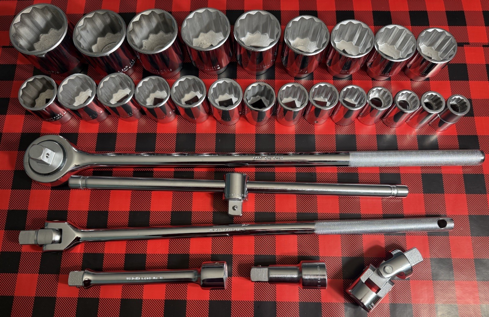 WRIGHT TOOL 28pc SAE 618 SOCKET SET 3/4” Dr 12pt STD 3/4” – 2-3/8” TOOL BOX USA