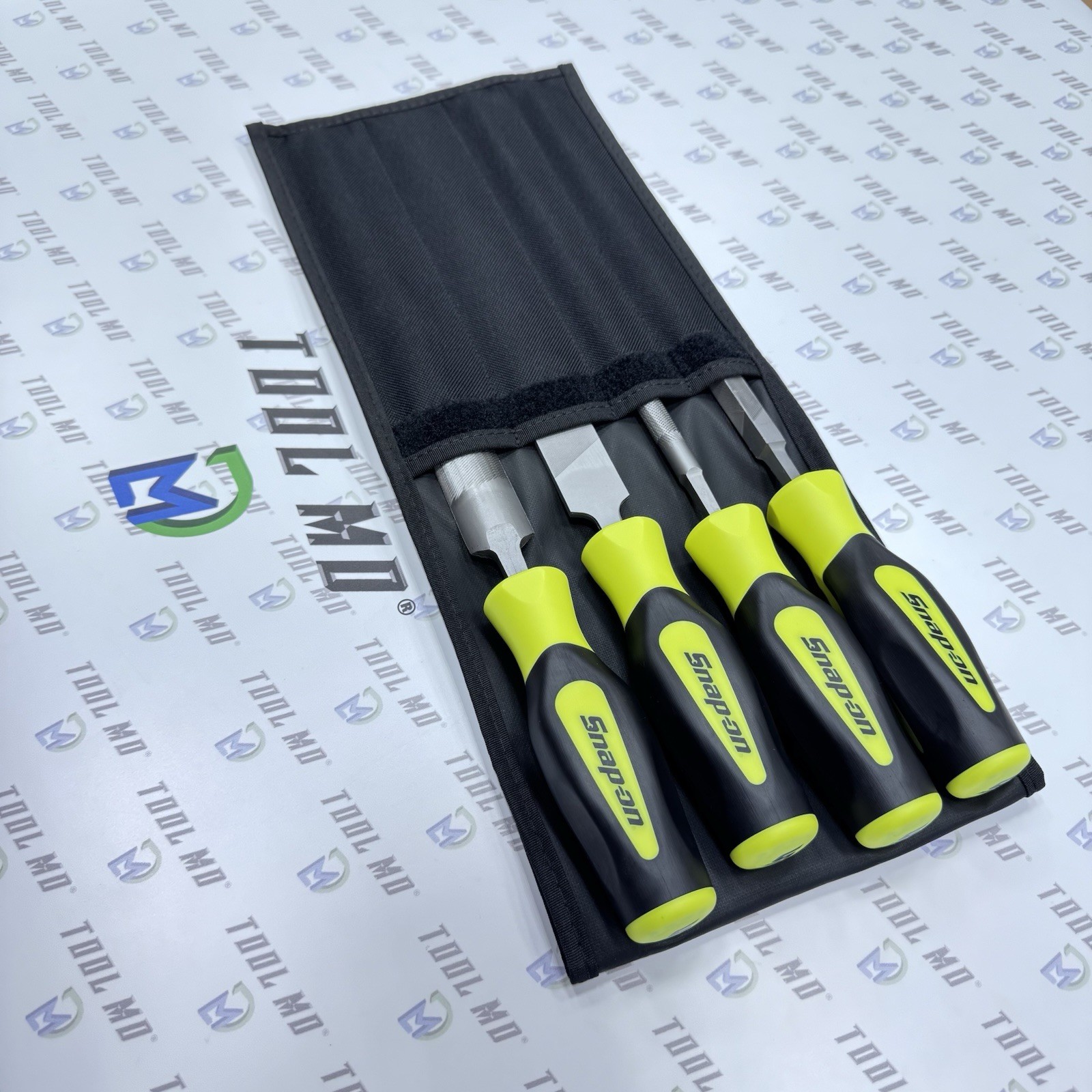 Snap-on Tools PORTUGAL NEW 4-Piece HI VIZ YELLOW Mixed File Set SGHBF600AHV