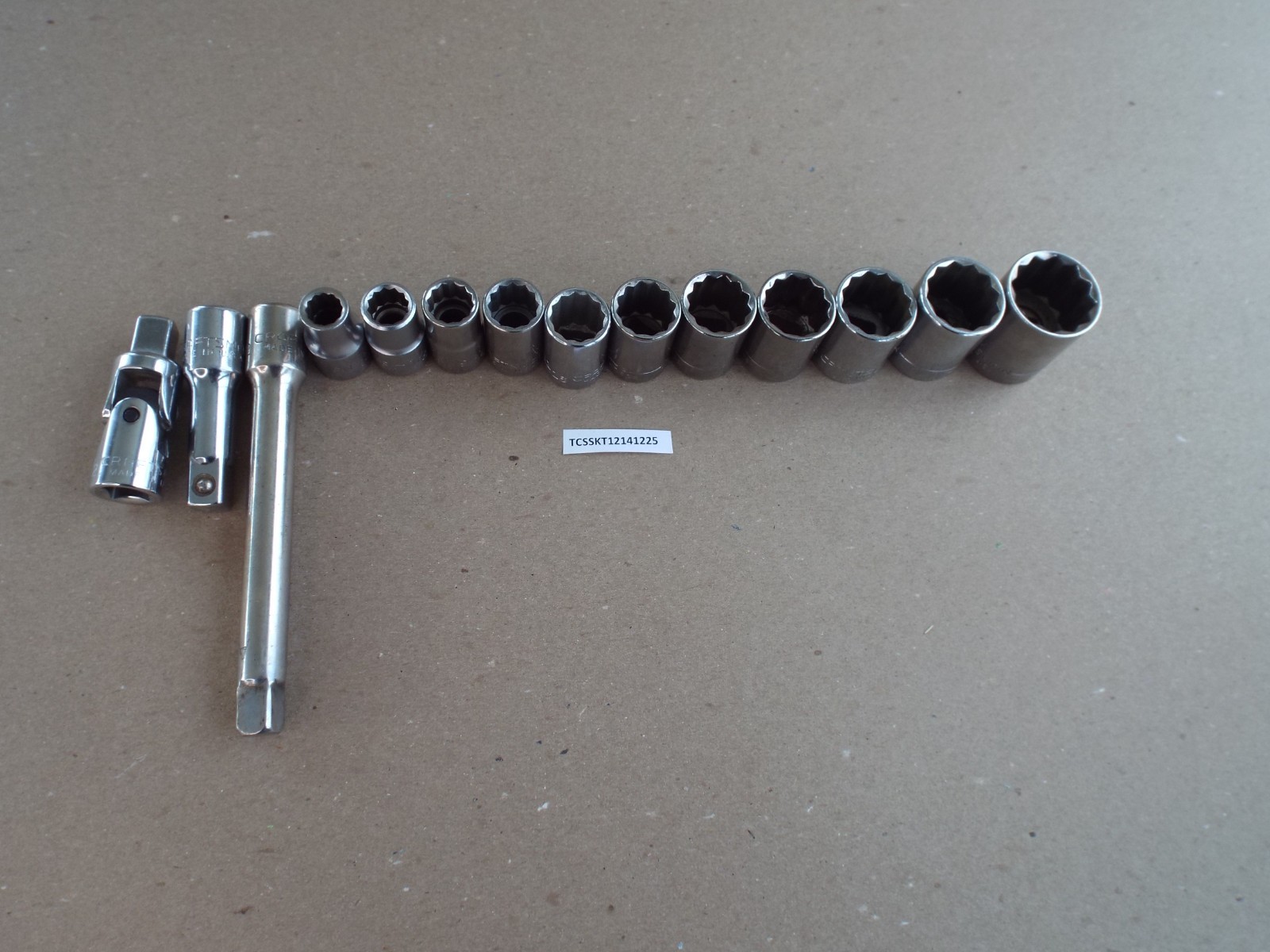 VTG 14 Pc Craftsman Socket Lot 1/2″ Dr 12 Pt 7/16″ – 1-1/8″ Ext, USA SAE -(Read)