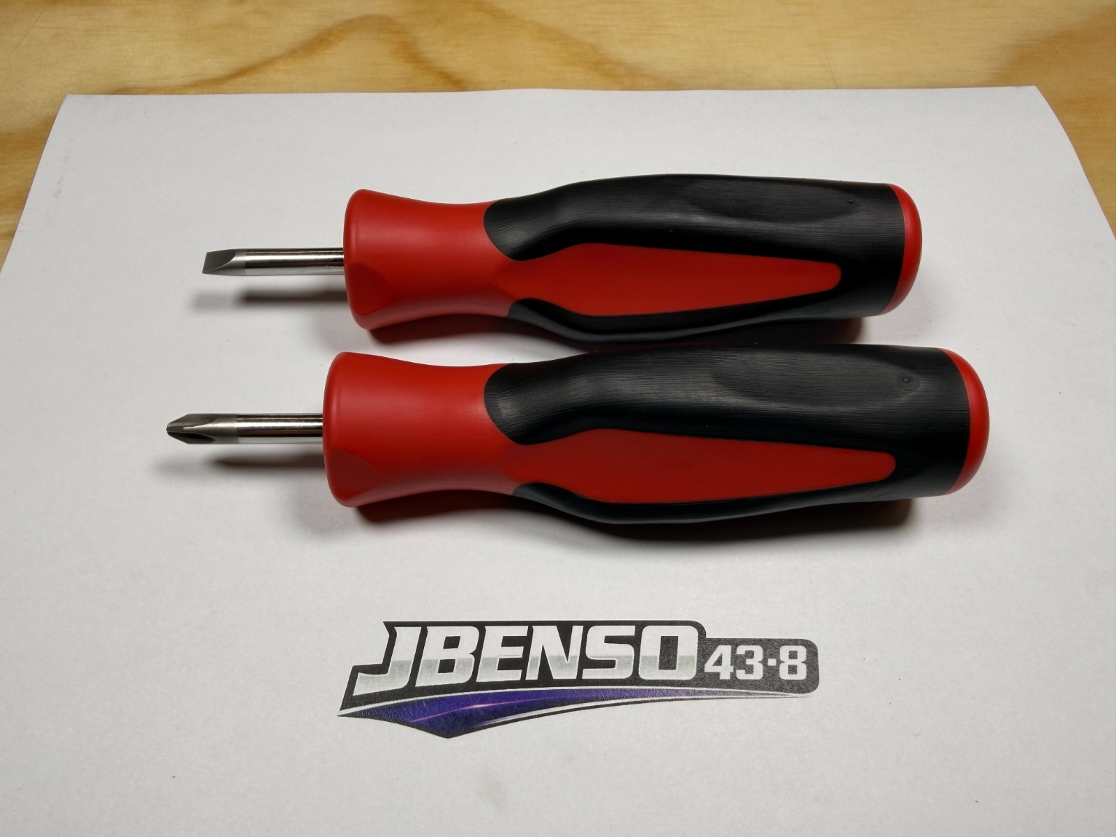 Snap-on Tools USA NEW RED 2pc Soft Grip Instinct Handle Stubby Screwdriver Set