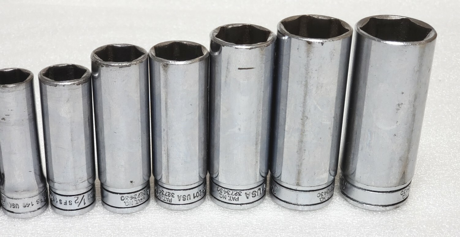 LOT OF 10 Snap On SFS081 (1/4″) TO SFS231 (7/8″) 3/8″ drive 6 point deep socket