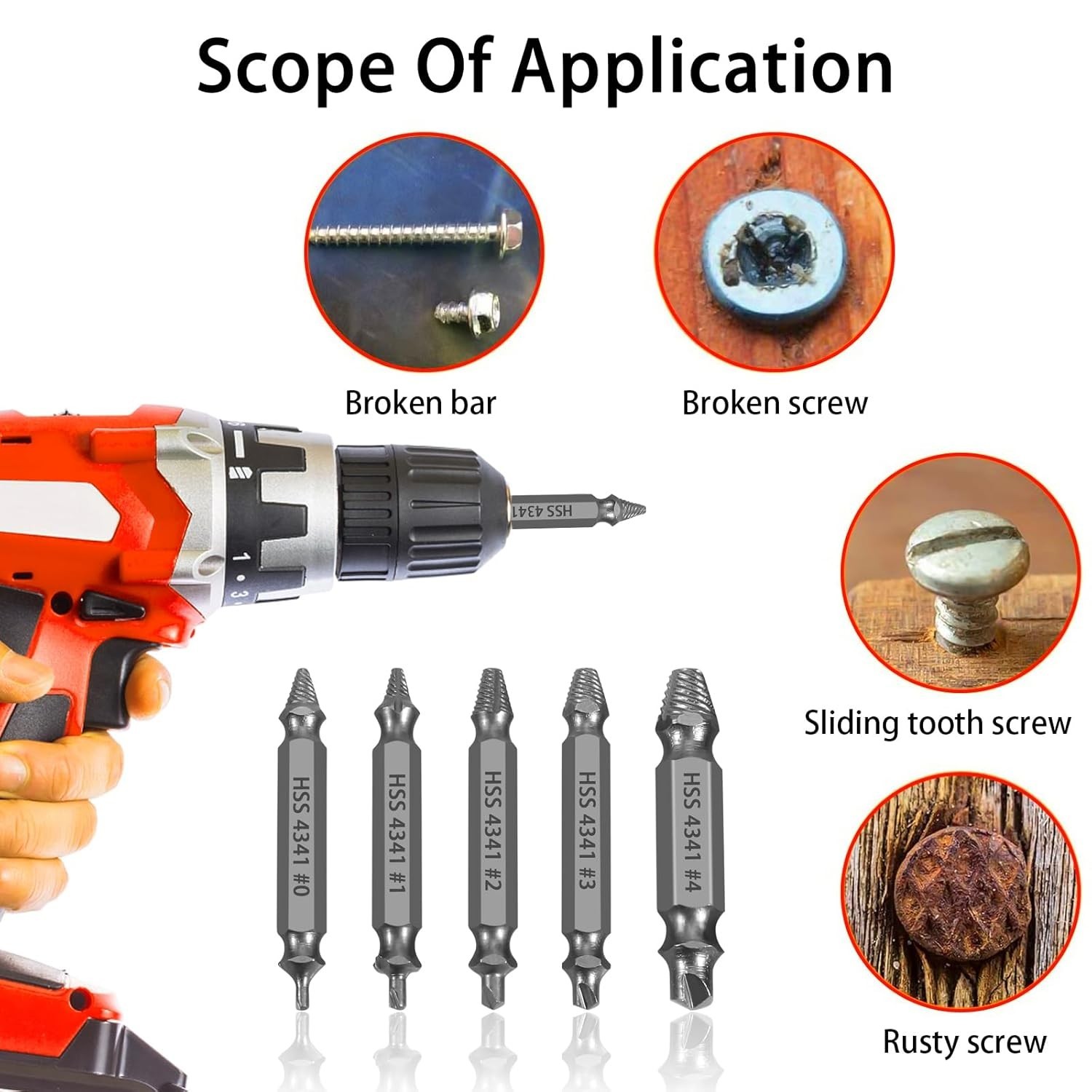 Versatile High-Speed Steel Screw Extractor Set – Professional 5-Pieces for DIY