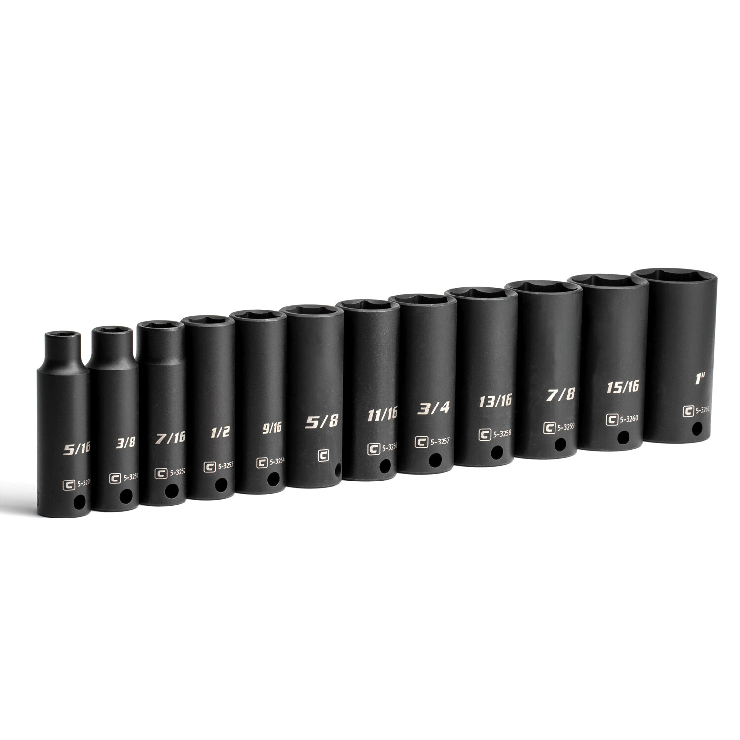 Capri Tools 3/8 in. Drive Deep Impact Socket Set, SAE, 12-Piece