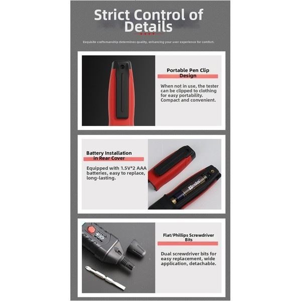 Pocket Size Inductive Voltage Tester Non-Contact Voltage Detector ABS Material