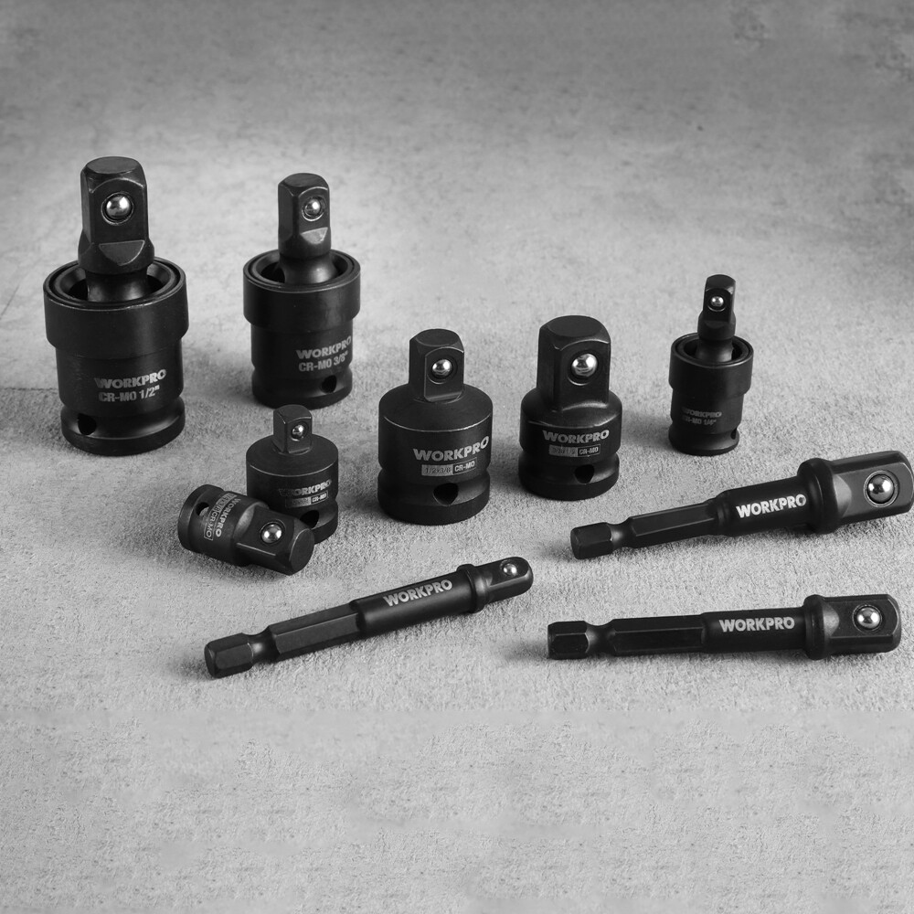 4PCS Adapter Reducer 3PC Universal Joint Socket 3PC Drill Adapter 1/4″ 3/8″ 1/2″