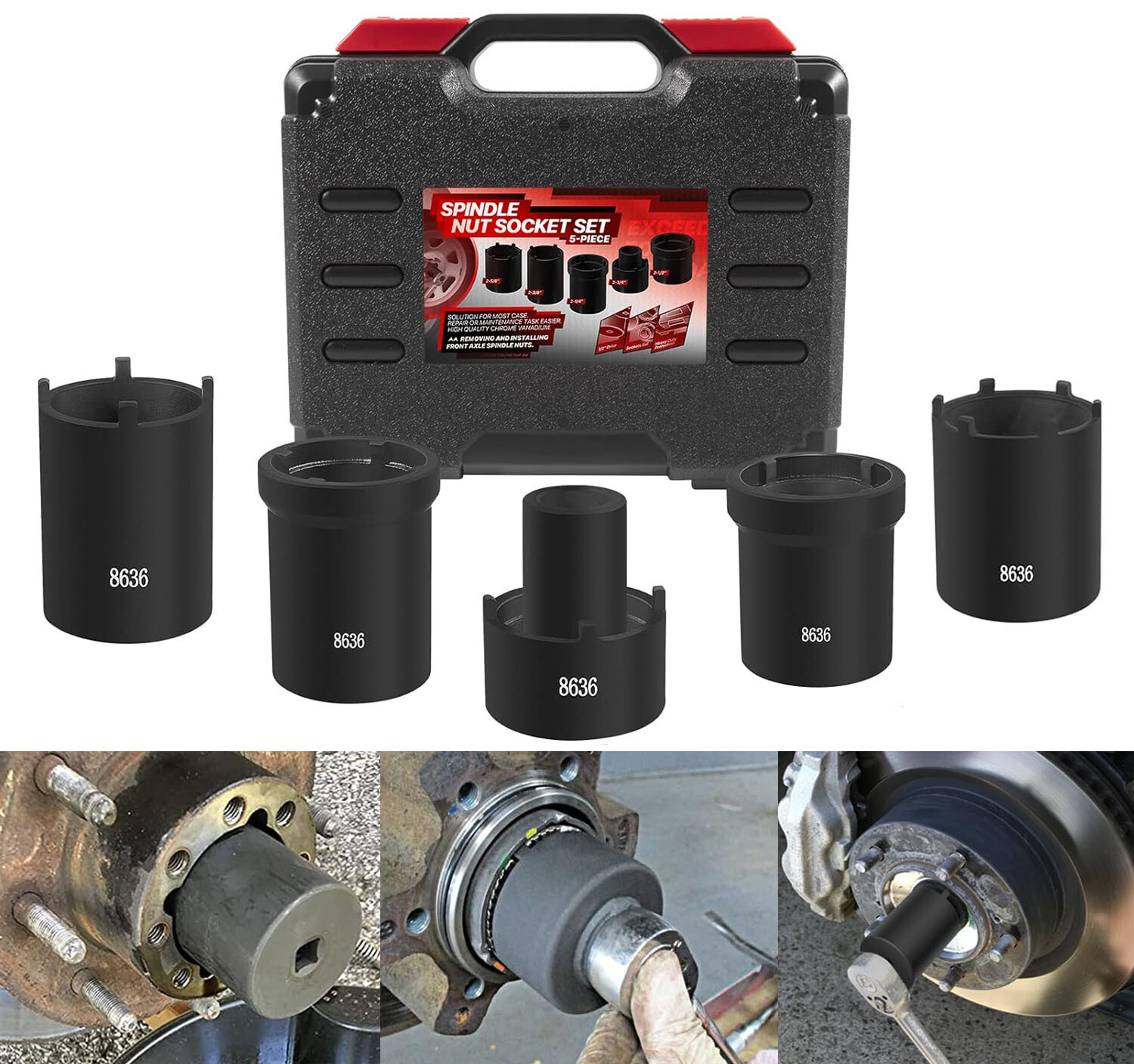 1/2″ Drive Spindle Nut Socket Set Axle Hub Nut Socket Fits Ford Dana 50 60 Dodge
