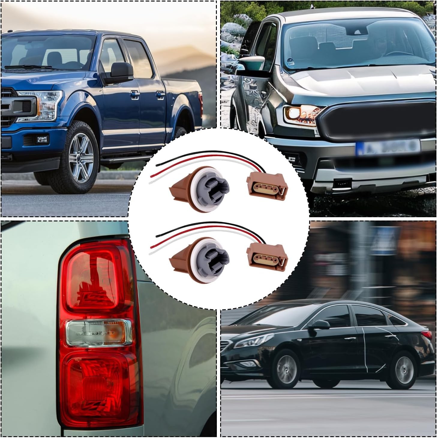 2Pcs Turn Signal Socket and Pigtail Connector, Tail Light Lamp Wiring…