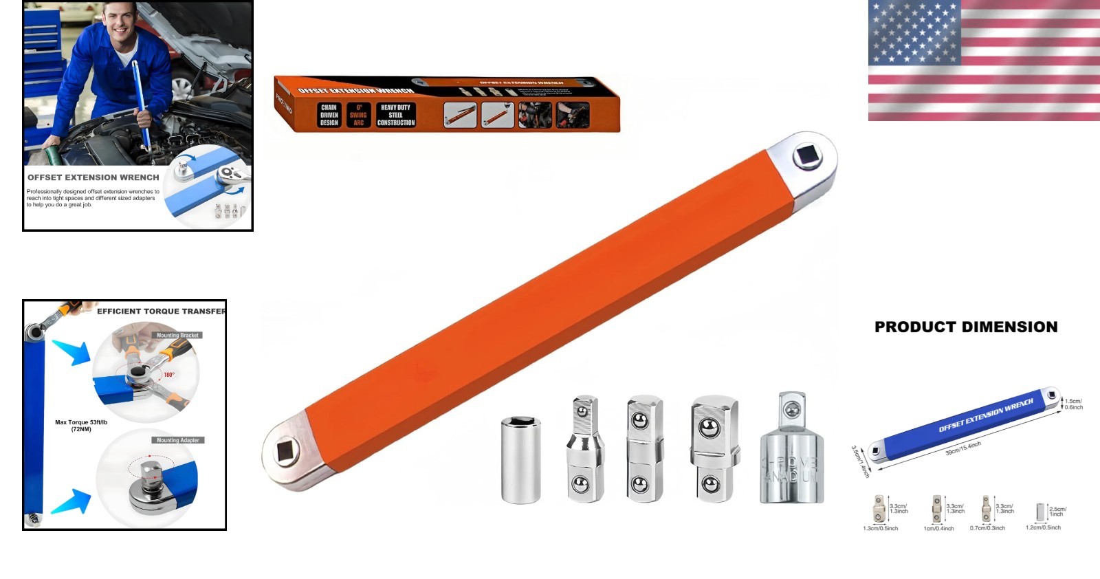 Offset Extension Wrench Zero Degree Ratchet Kit for Tight Spaces 1/2 1/4 3/8 …