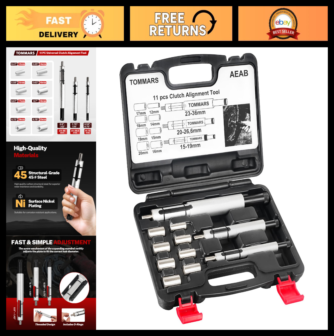 Universal Clutch Alignment Tool Kit – 11-Piece Set for Precision Flywheel & Plat