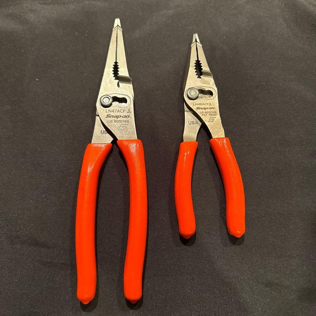 Snap-on LN47ACF & LN46ACF Needle Nose/Slip-Joint Combo ORANGE Plier Set [Unused]