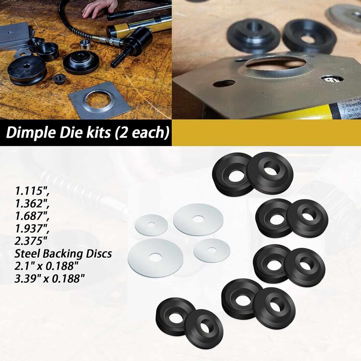 For Harbor Freight Hydraulic Punch Driver Dimple Die Set Steel Backing Discs US