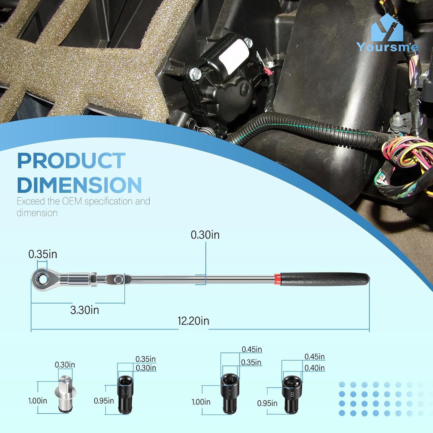 64180 Actuator Motor Wrench Kit 5.5mm 7mm 8mm Sockets 1/4″ Square Drive Adapter