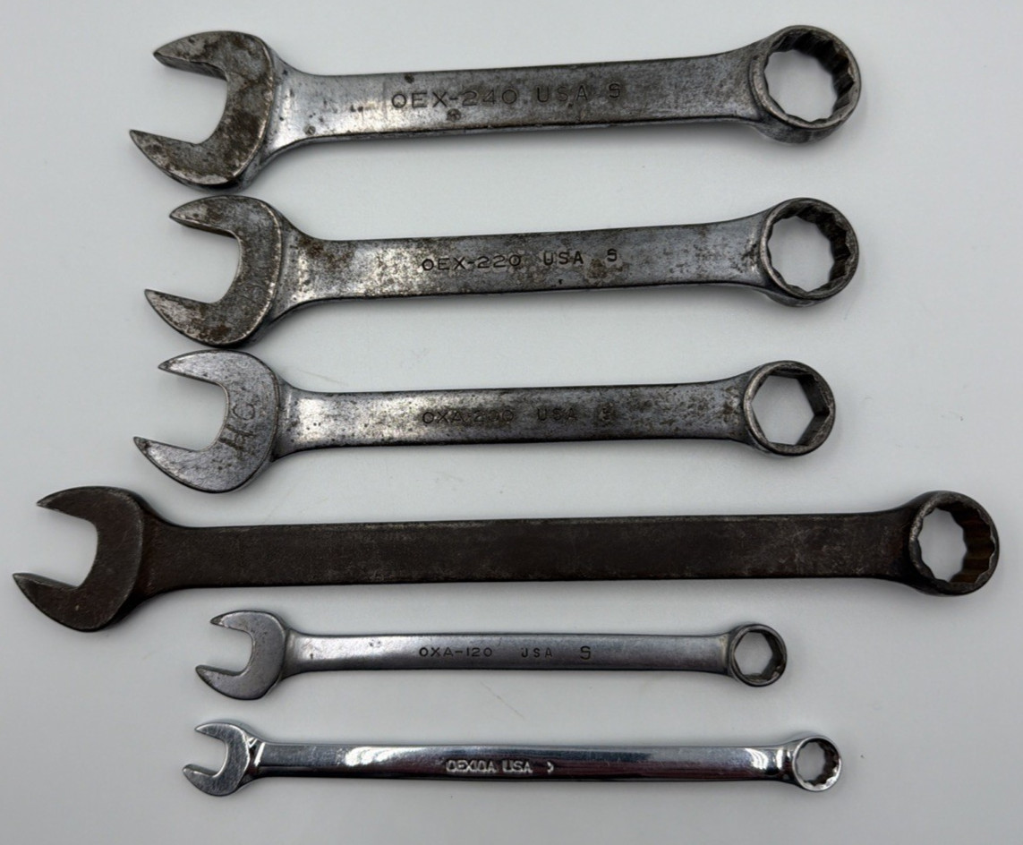Vintage Snap-on Tool 6pc OEX Combination Wrench Lot 11/16″ 3/4″ 5/8” 3/8″ 5/16″