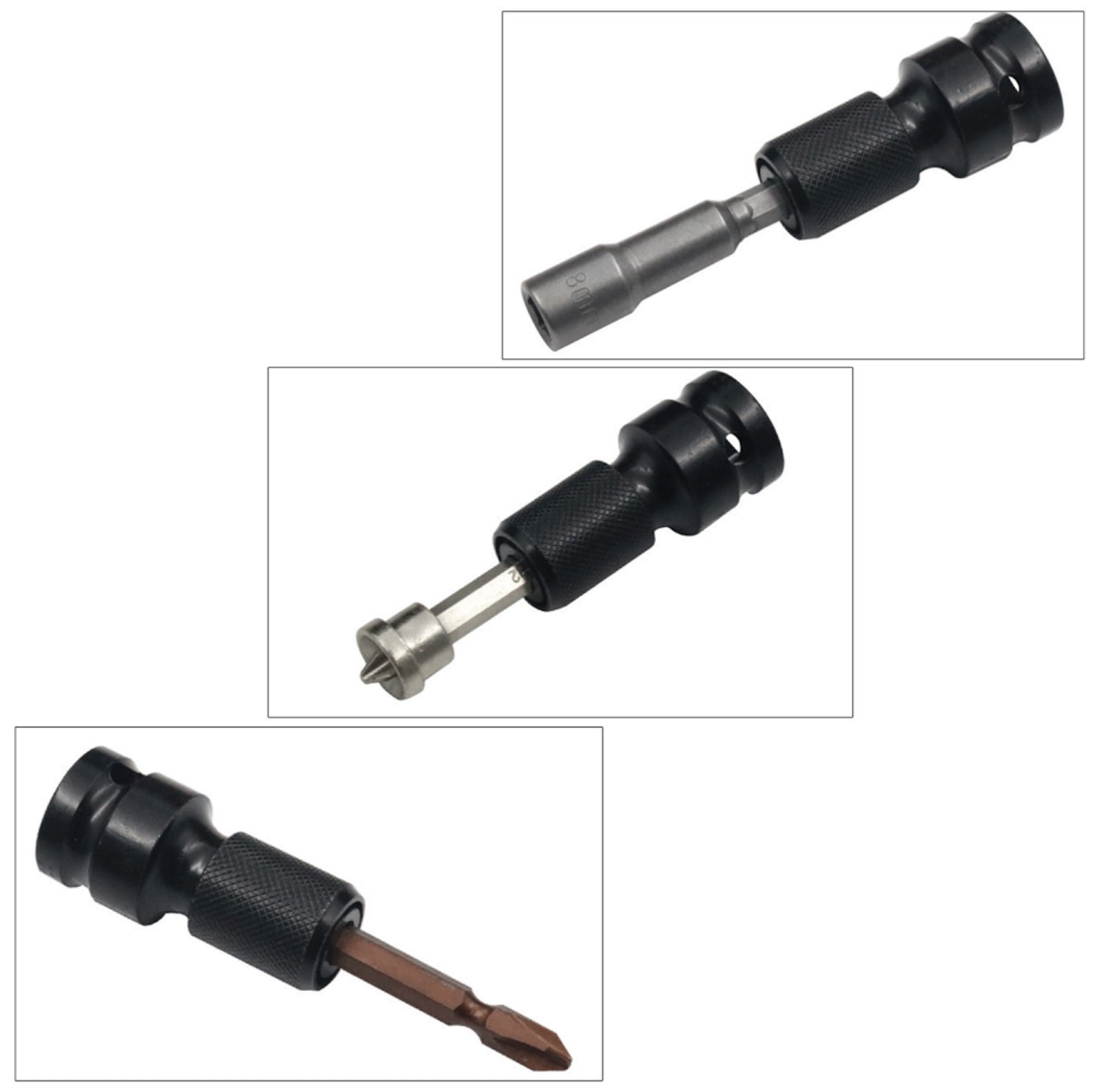 2Pcs Socket Adapter Drill Hex Shank Chuck Change Impact Driver Tool 1/2″ To 1/4″