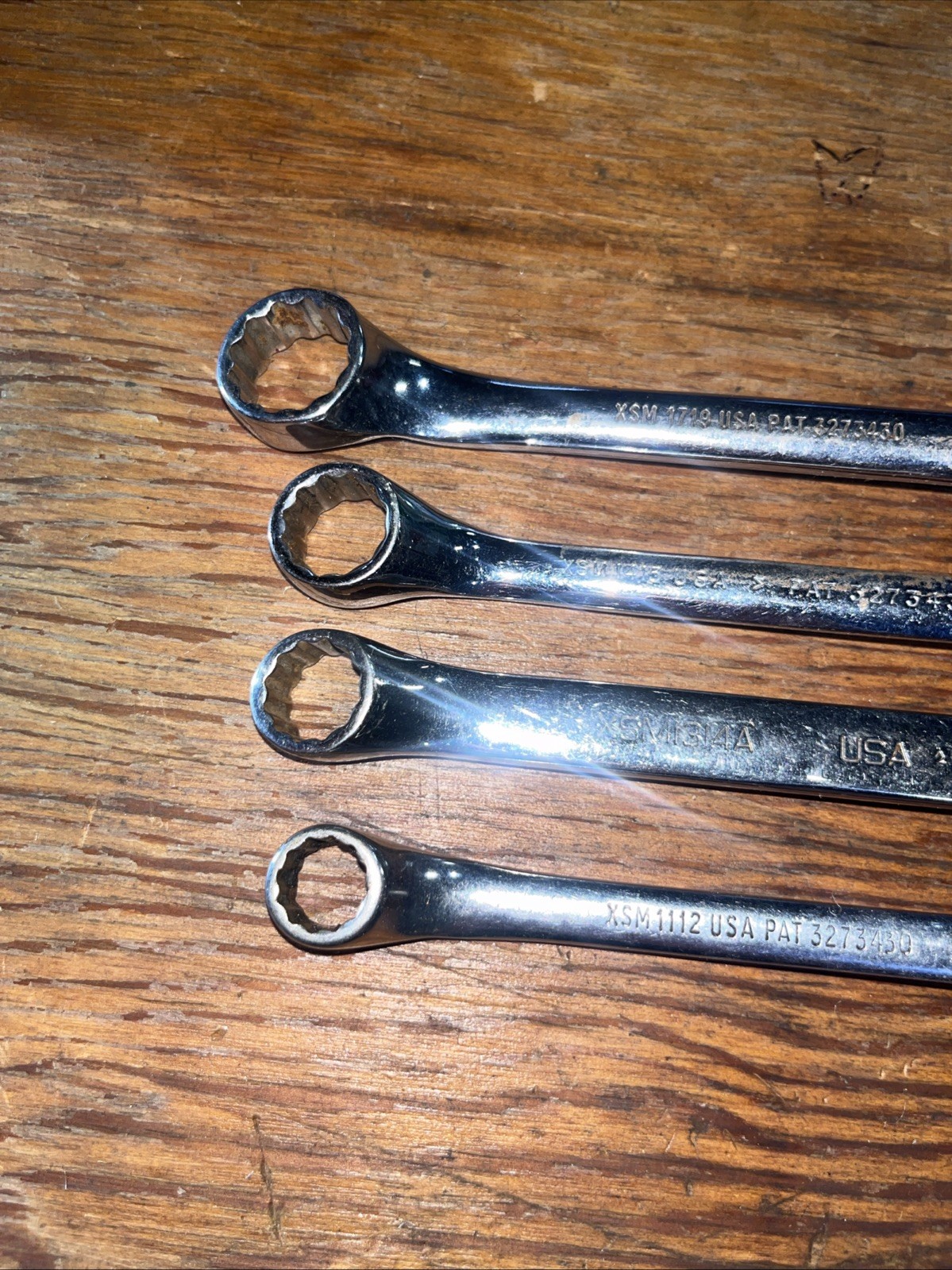 4pc SNAP-ON BOX ENDED OFFSET 12PT METRIC WRENCH SET «VINTAGE » USA Xsm 11-19mm