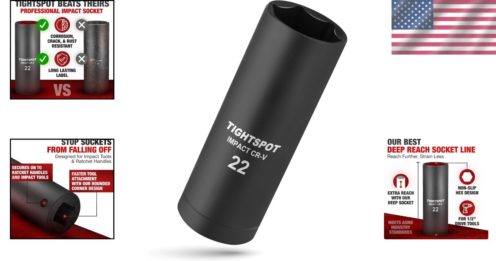 Manganese Phosphate Finish 1/2″ Drive CRV Steel Socket