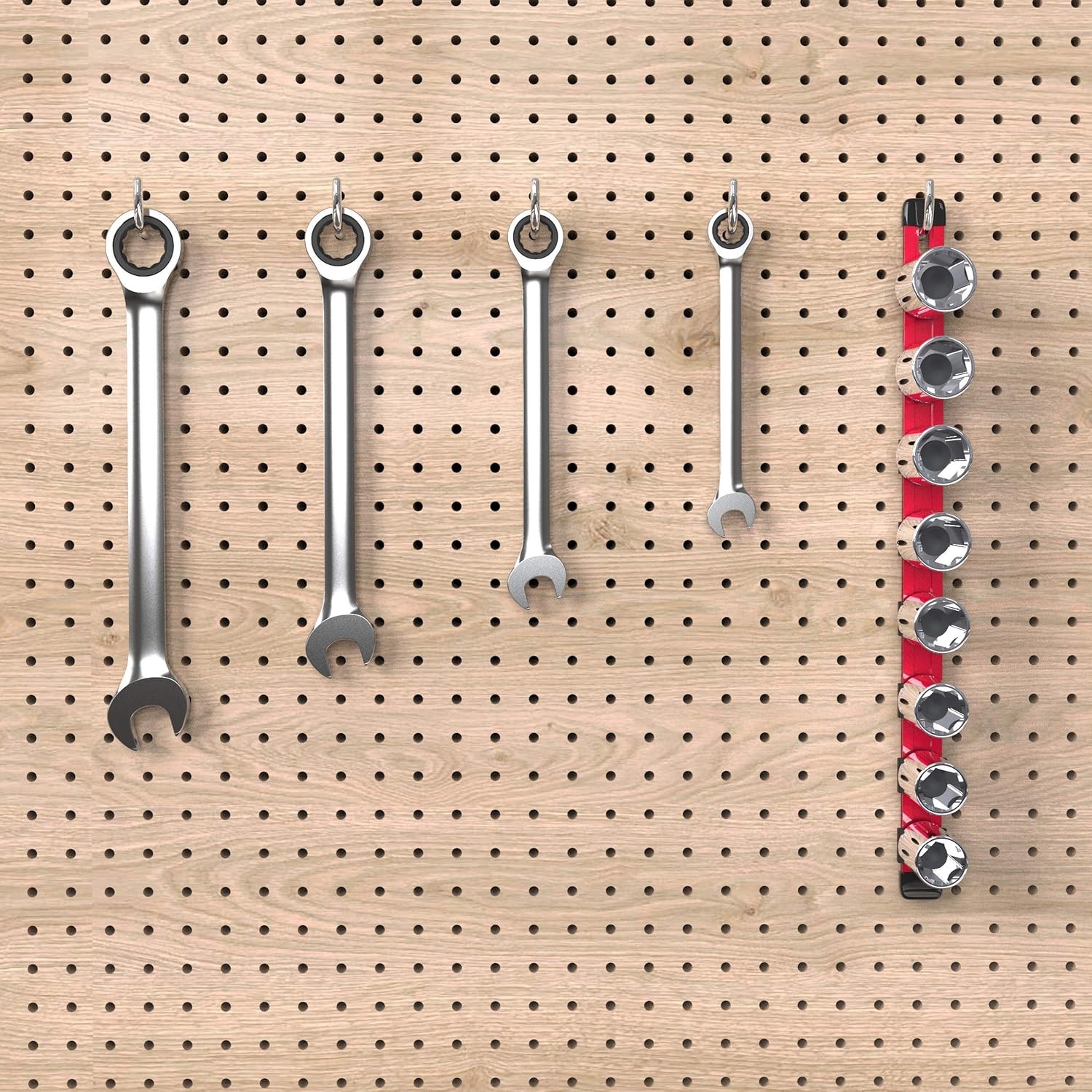 Socket Organizer – 3/4-Inch Drive – Red Rail Holder for Impact Sockets
