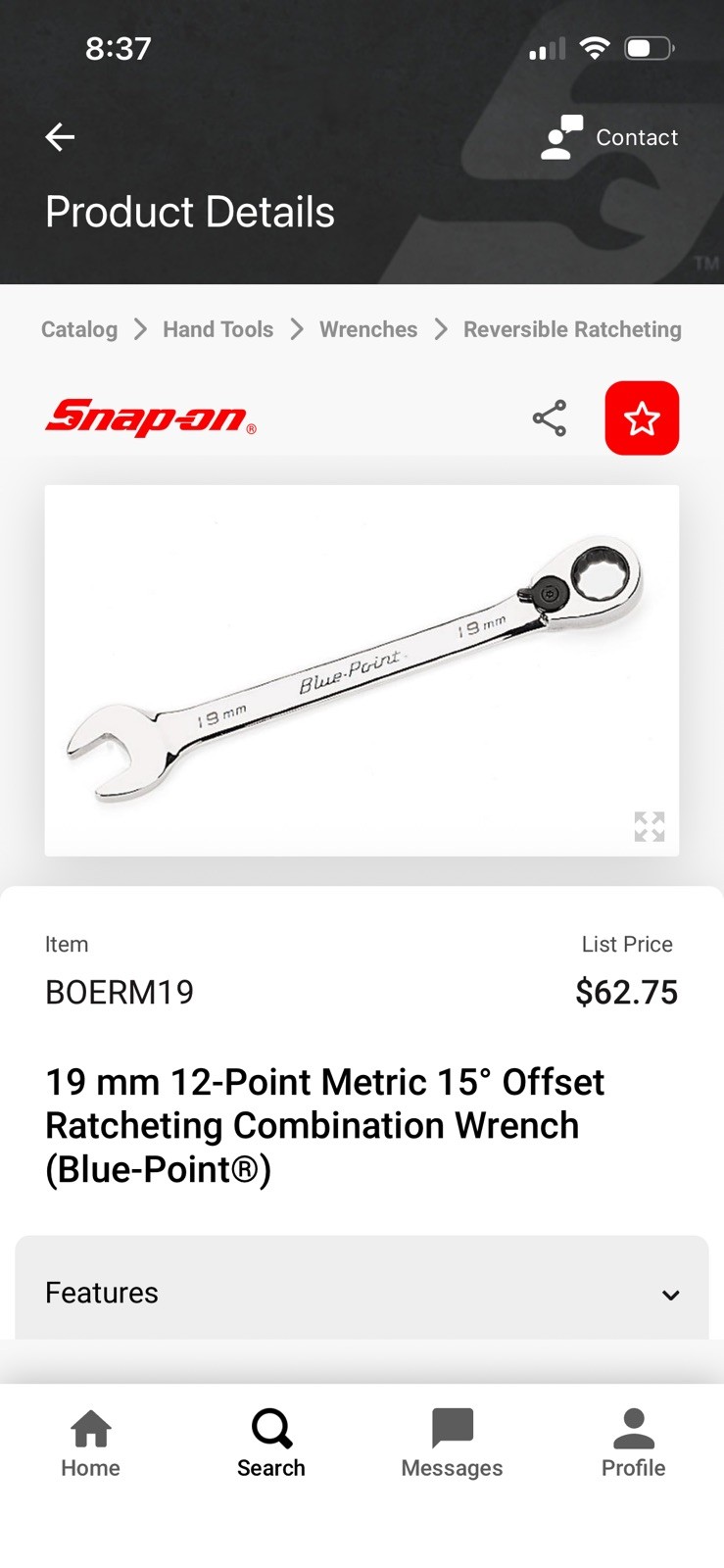 Blue Point (Snap On) 19mm Ratcheting Wrench 12 Point