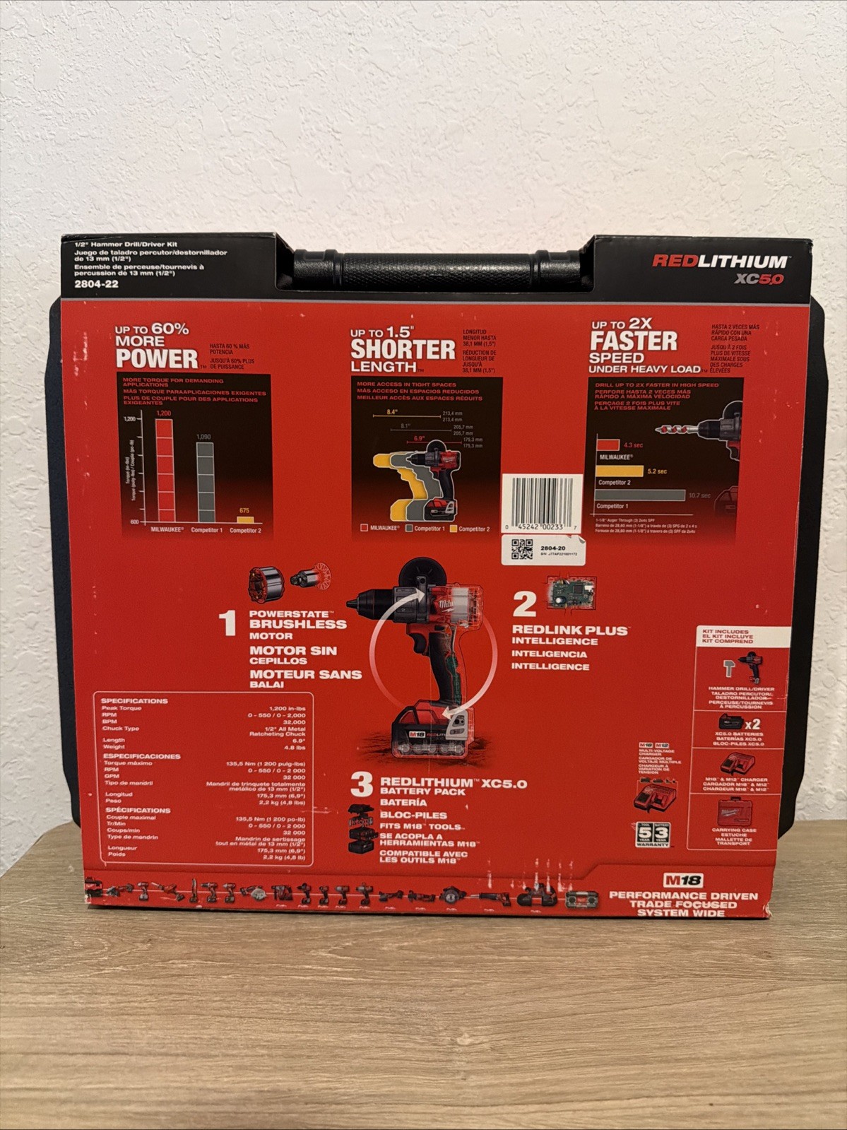 Milwaukee M18 FUEL 1/2” Hammer Drill Driver Kit w/ 2x 5.0Ah Batteries Case