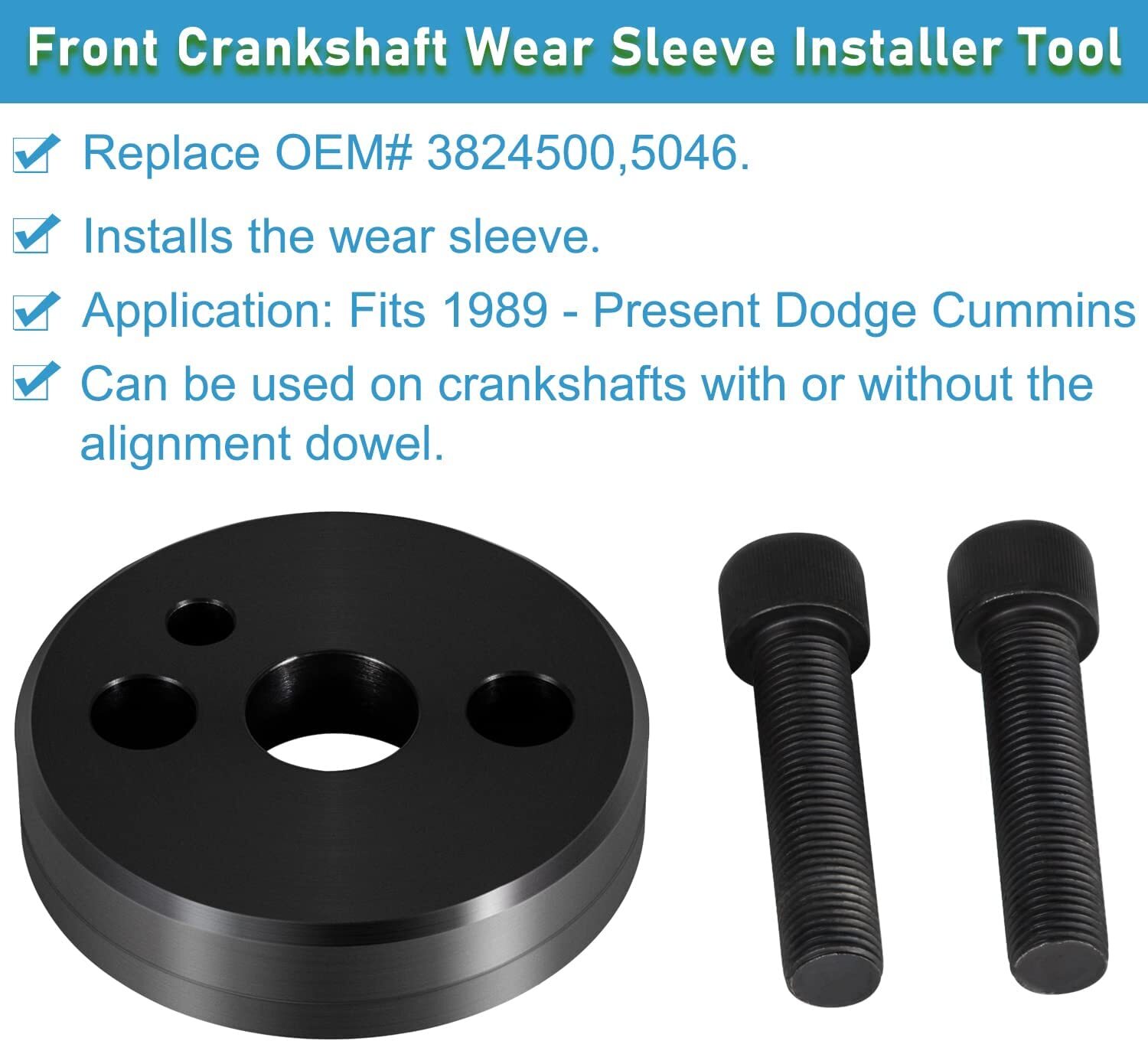 Front Cover Crankshaft Seal & Wear Sleeve Installer Tool For Cummins 3.9 5.9 6.7