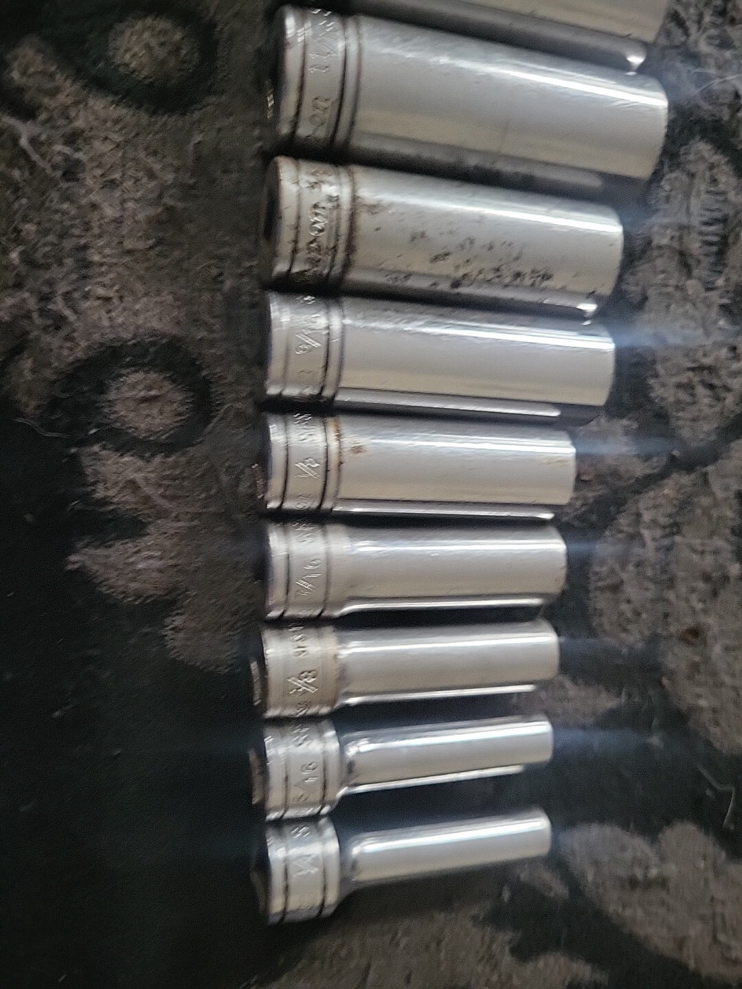 Snap-on 11pc 3/8″ Drive SAE 6pt Deep Chrome Standard Socket Set Deepwell