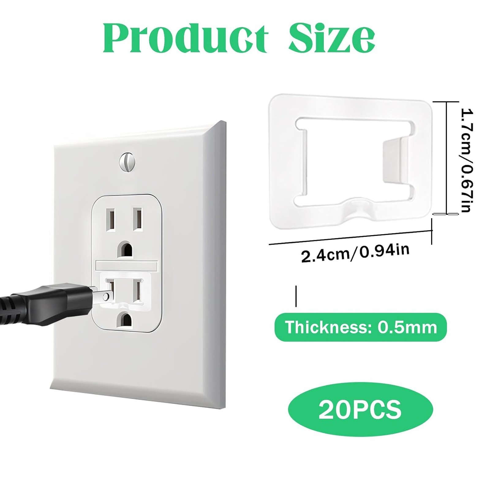 20 Pcs Plastic Two Prong Loose Outlet Fix Plug Safe Secure Power Socket