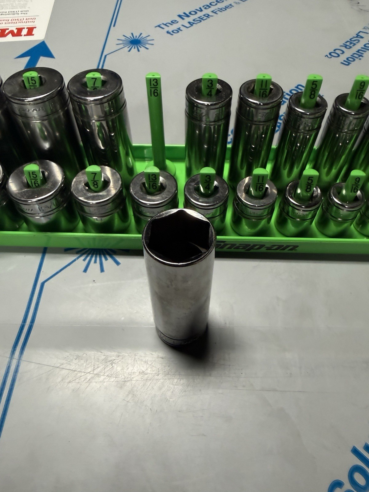 New Snap-on 3/8″ drive 1/4″ thru 7/8″ 22-pc 6-point Shallow Deep Socket 222SFFS