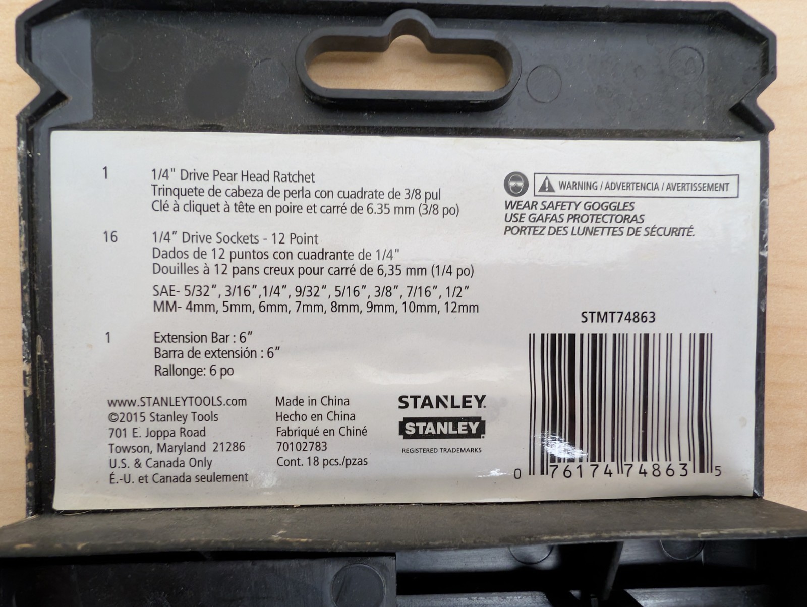 Stanley 18-Piece 1/4″ Drive SAE & Metric Socket Set – Complete