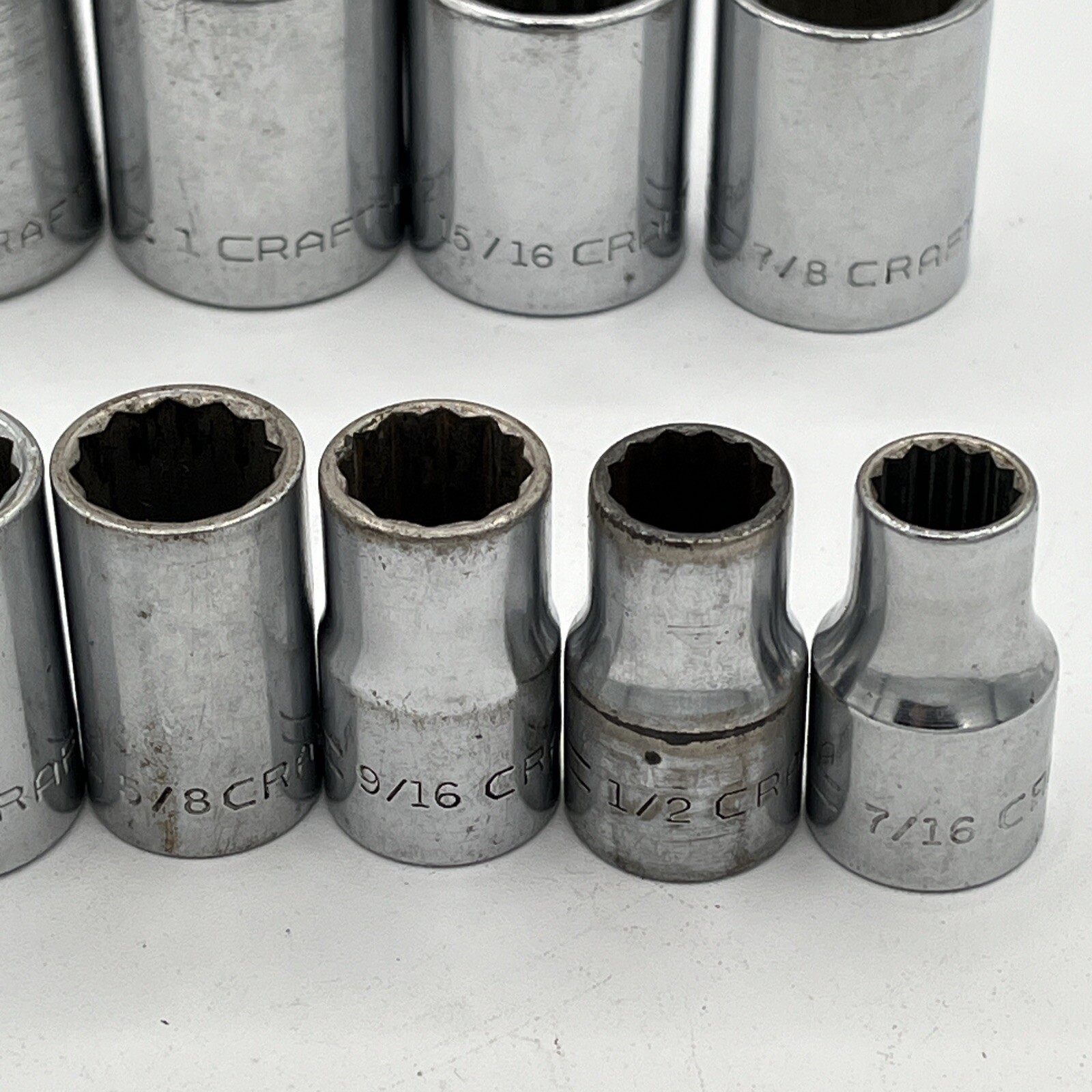 Craftsman 12 Socket Set 1/2″ Drive 12-Point =V= Series USA Made 7/16 to 1 1/8”