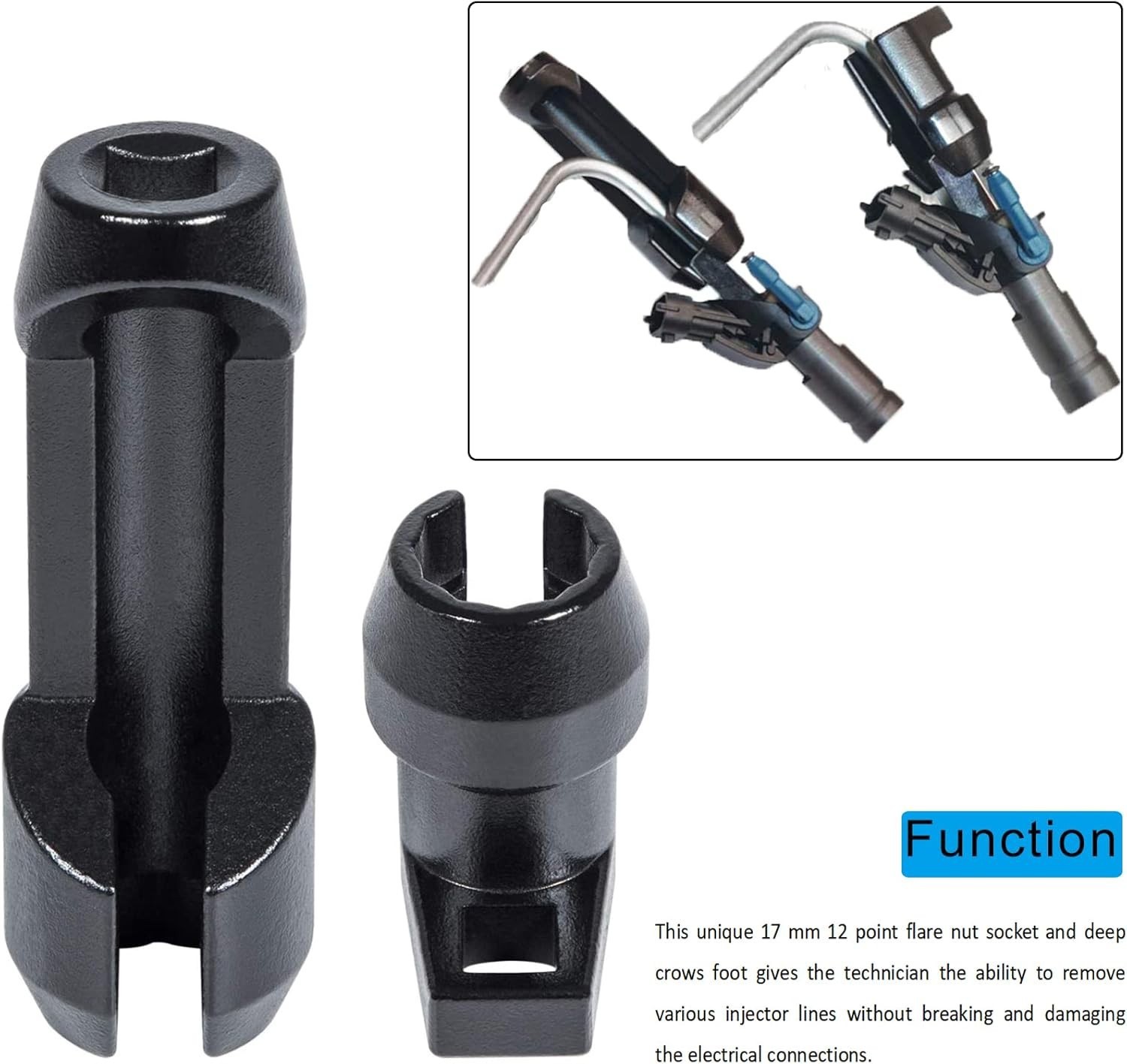 17mm Fuel Injector Line Flare Nut Socket Kit For Ford Power Stroke 6.7L Diesel