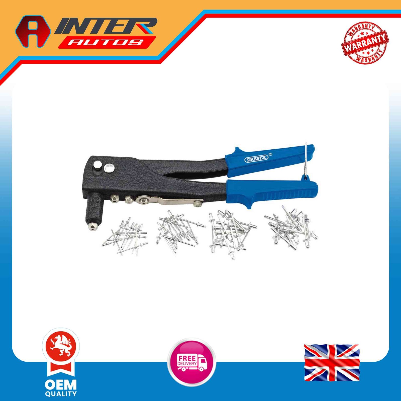 Draper Hand Riveter Kit for Aluminium Rivets 27847