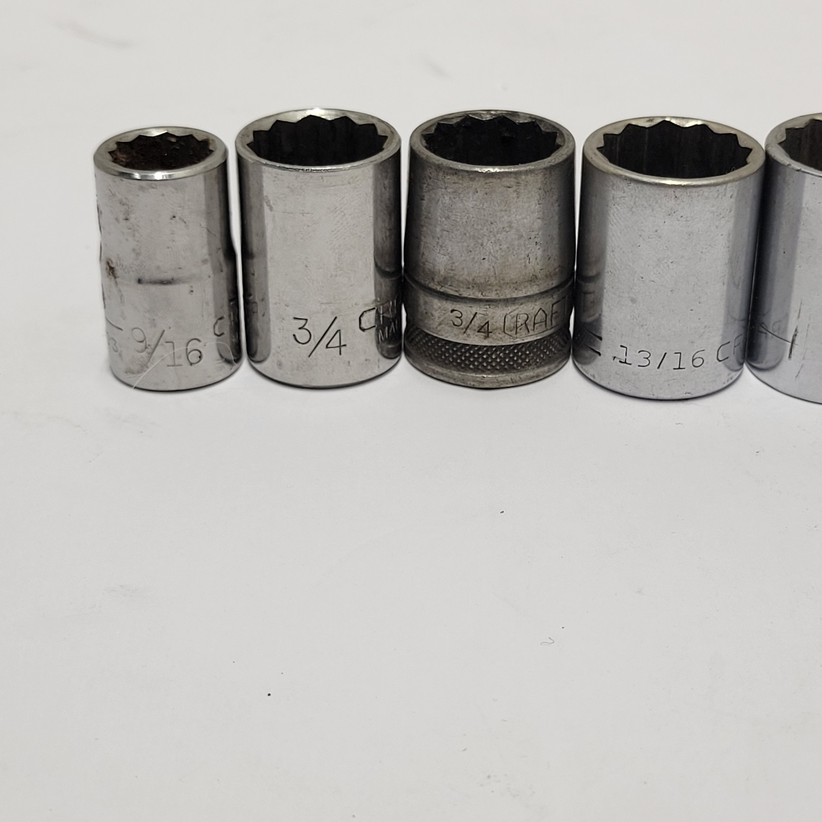 Craftsman USA 1/2″ Drive 8 PC Socket Set 9/16, 3/4, 13/16 7/8 15/16 1″ 12 Point