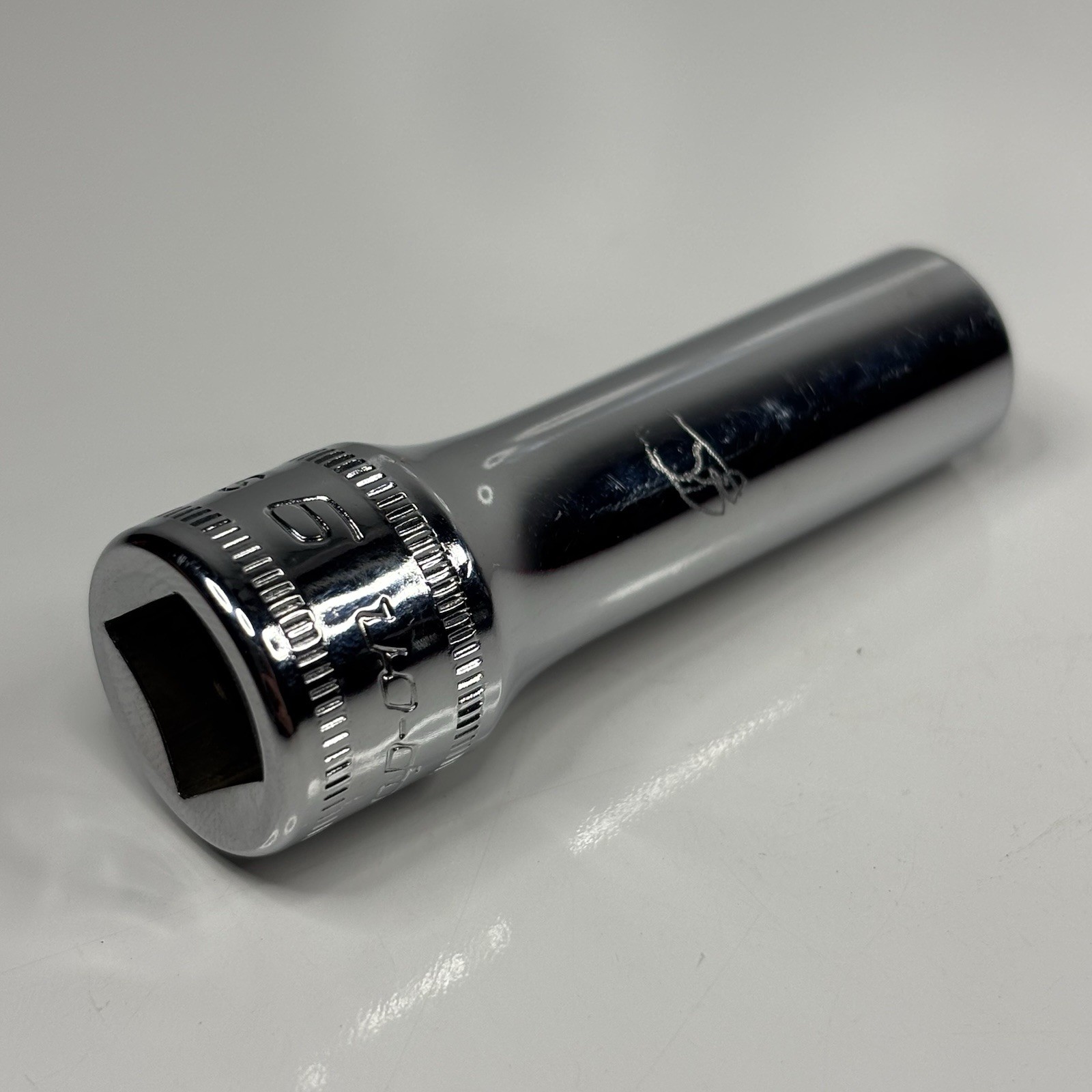 Snap On Tools SFSM9 3/8 Dr 6Pt Metric 9mm Flank Dr Deep Chrome Socket USA 1995