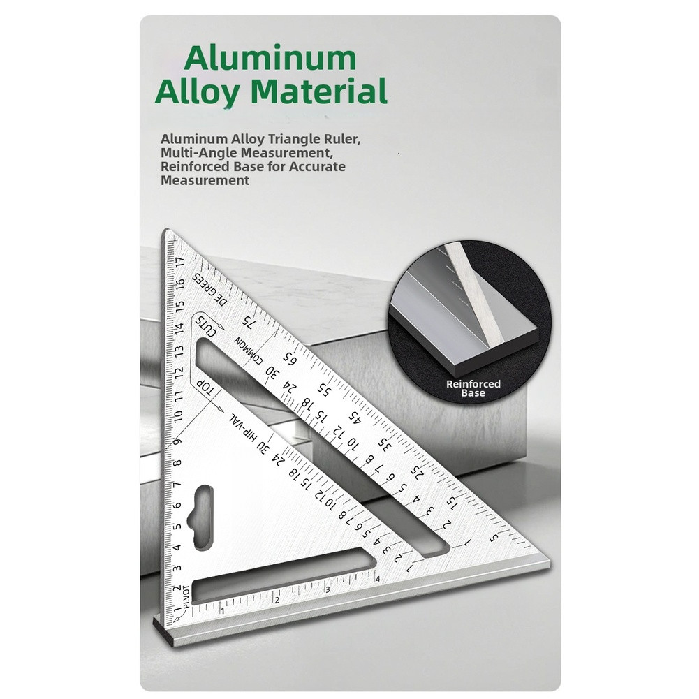 Woodworking Triangle Ruler 7 Inch Aluminum Alloy 45 90 Degree Angle Tool