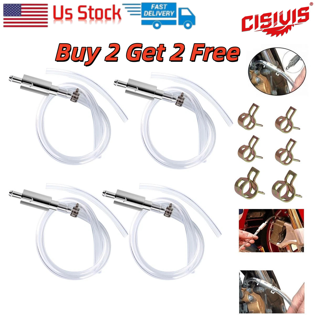 4 PCS Brake Bleeder Hose, One Way Check Valve Tube Bleeding Tool Kit Silver US