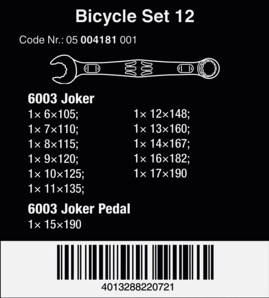 Wera 05004181001 Bicycle Ring Spanner, 12-Piece Set Sealed New ✅
