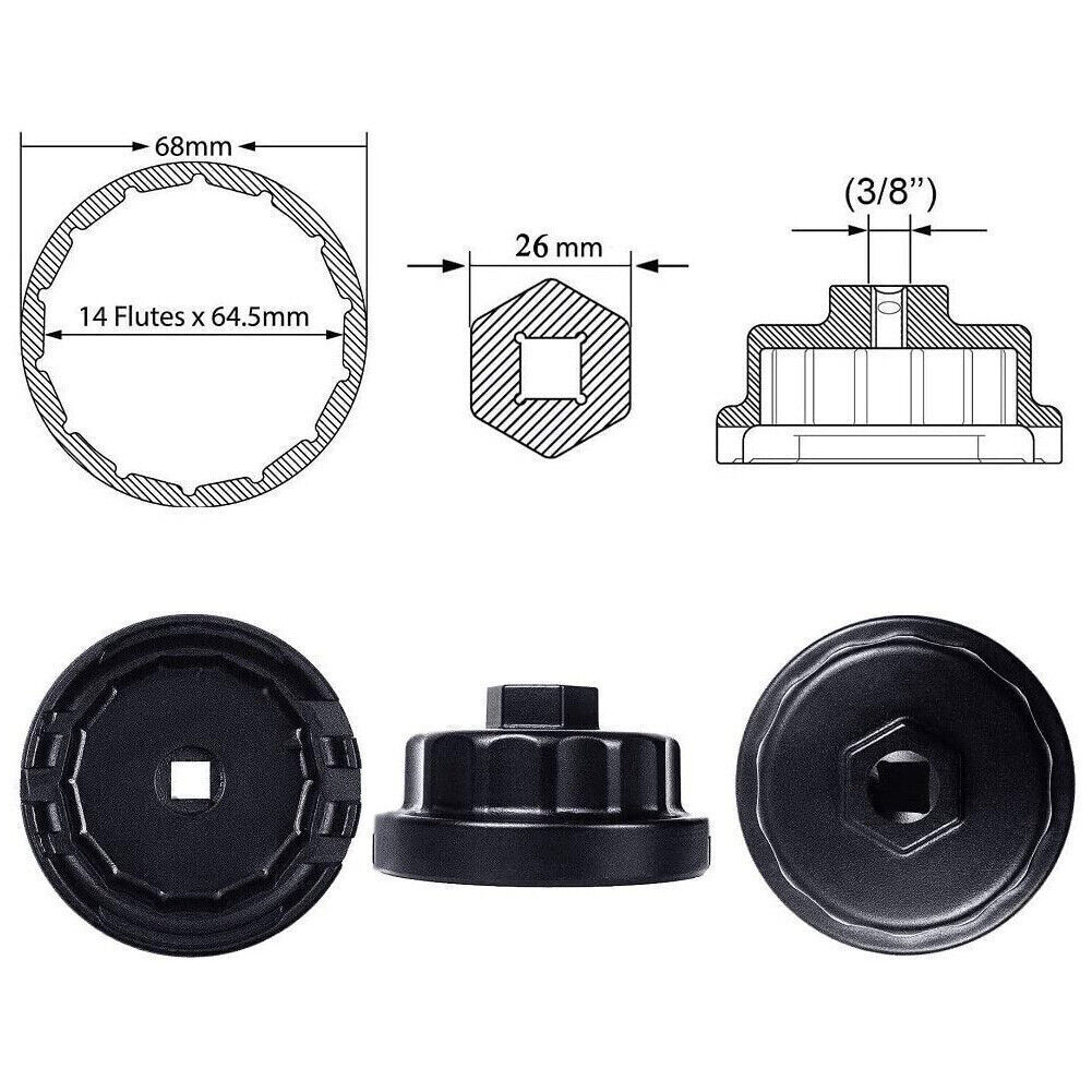 64mm Oil Filter Cap Wrench Socket Remover Tool for Toyota, Lexus Scion 2.5L-5.7L
