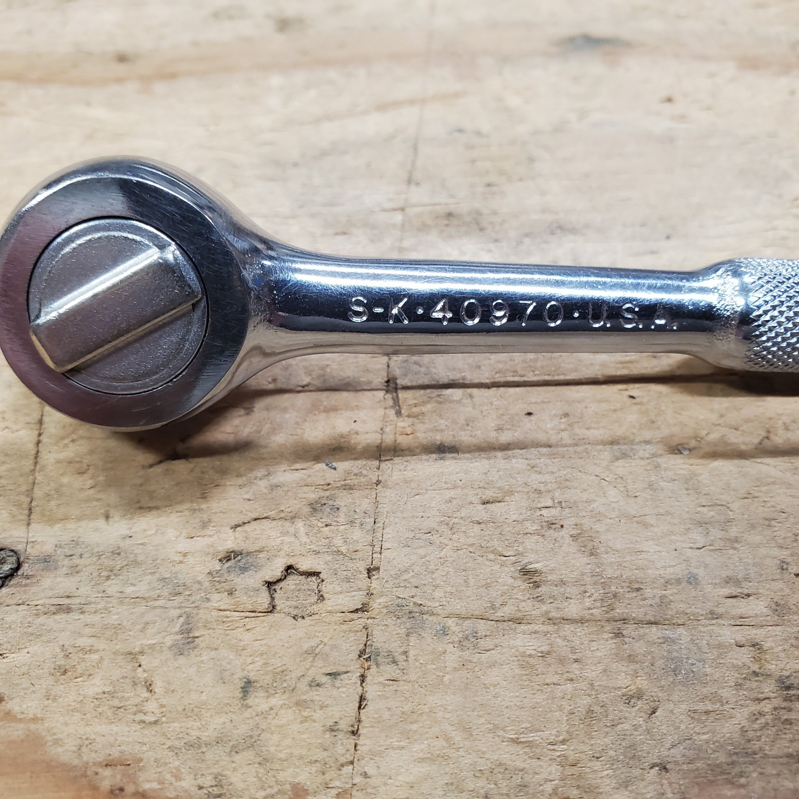 S-K Tools Chrome Ratchet 40970 1/4″ Drive Knurled Handle USA Mechanic Tool