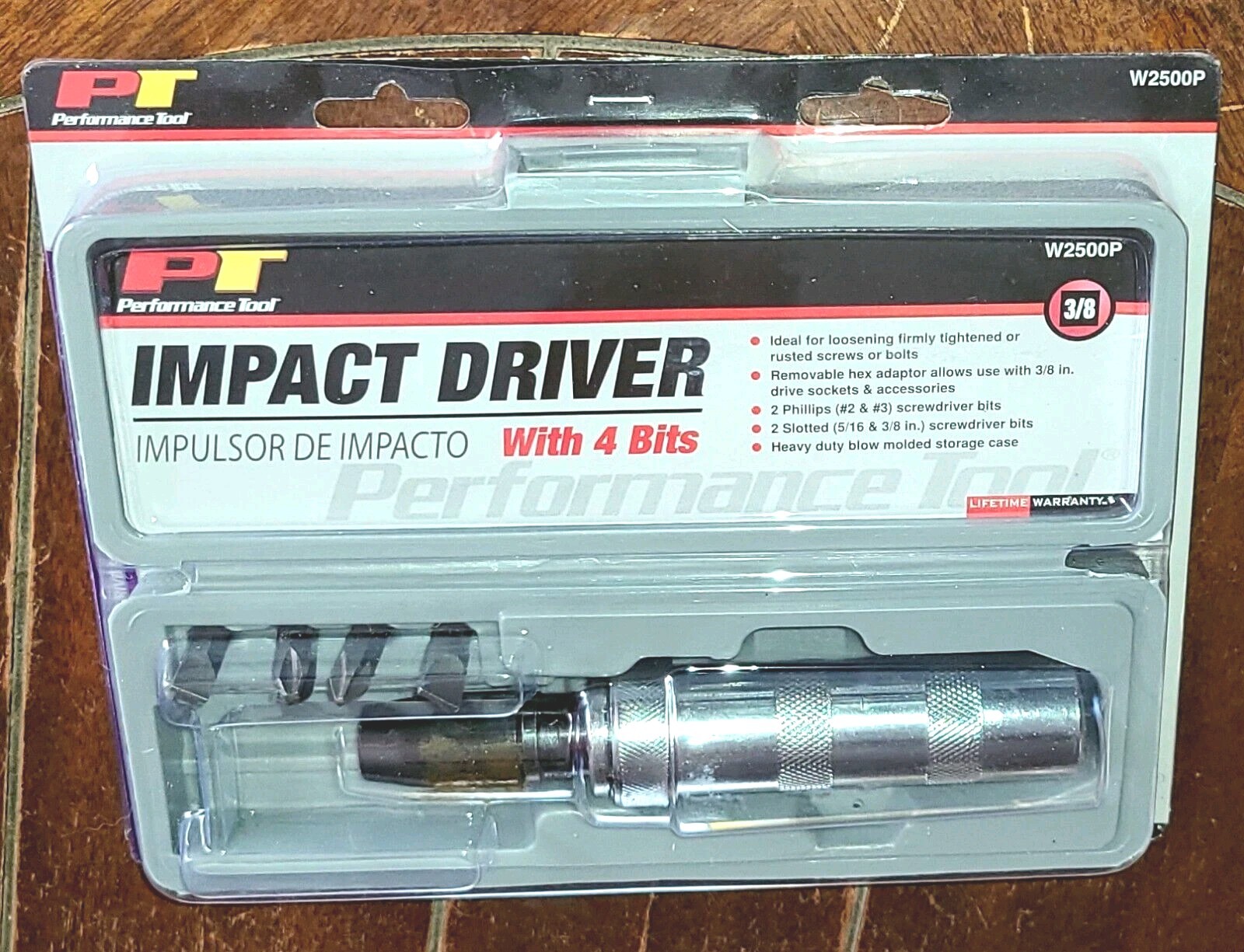 PT 3/8″ Drive IMPACT DRIVER w/4 Bits in Case #W2500P