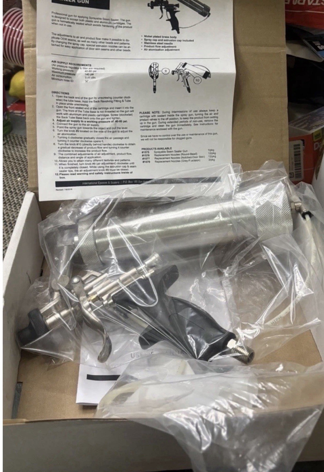 Sprayable 1K Seam Sealer Applicator Gun, OEM Patterns, IES 1575 New