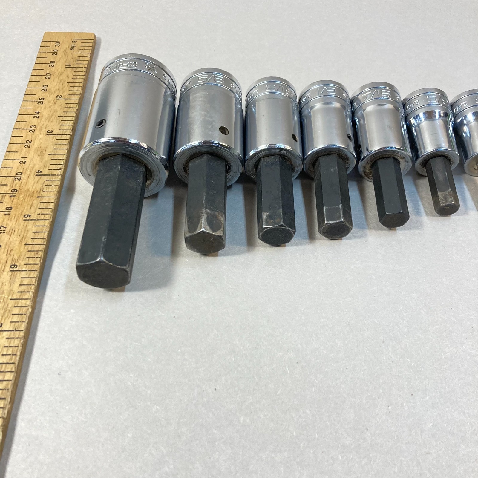 Snap-on Hex Bit Socket Set 7 Pc 1/2″ Drive SA24A 3/4″-SA10A 5/16″ USA