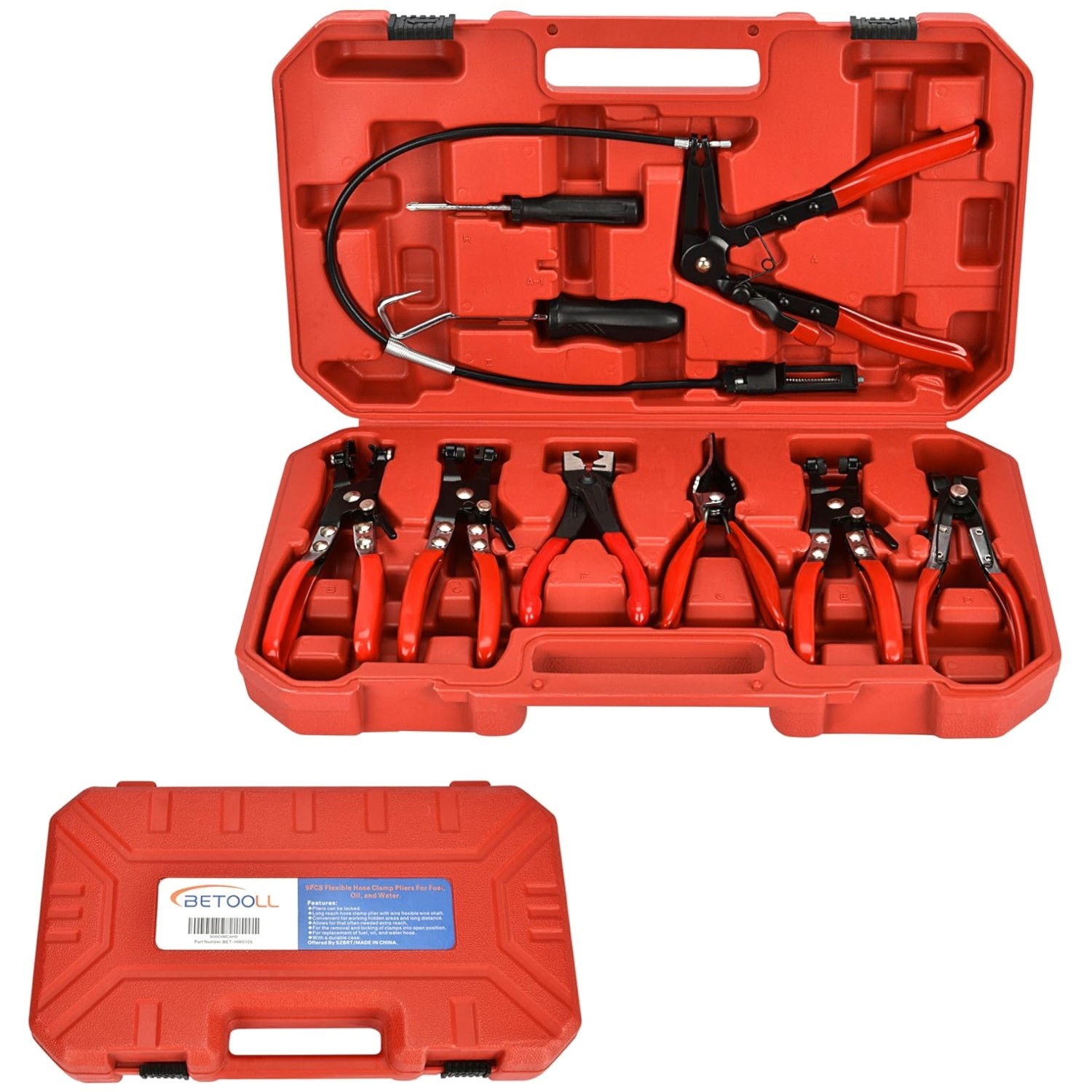 Automotive Hose Clamp Pliers Kit with Clic-R Type Swivel Jaw