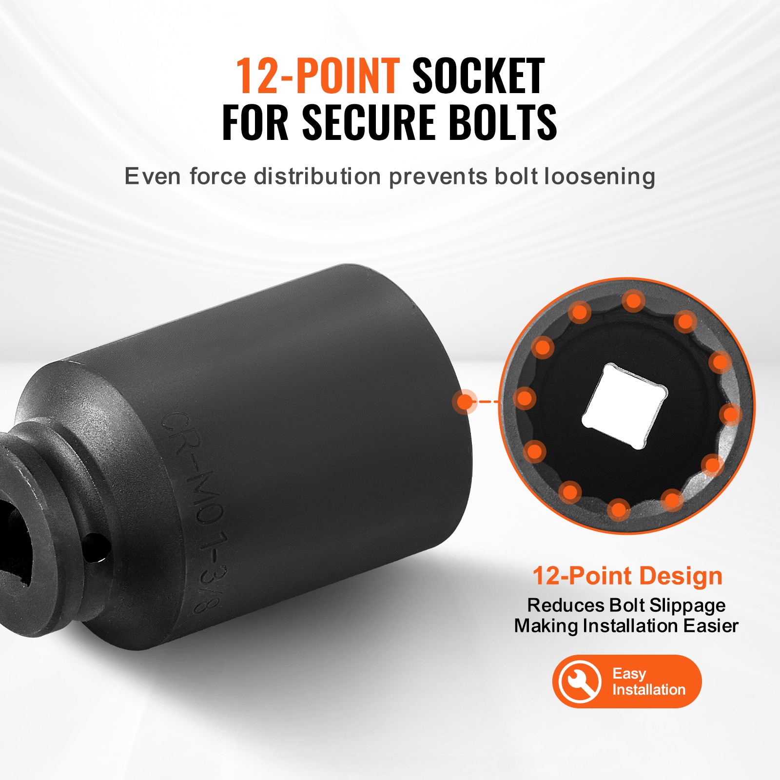 Uimoso 8PCS 1/2″ Drive Deep 12-Point Metric Axle Nut Impact Socket Set