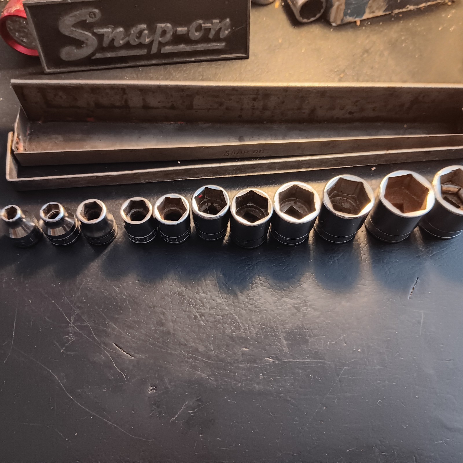 Snap On Shallow 3/8″ Dr Socket Set W/tray 1/4″-7/8″(11pcs) 6pt NICE